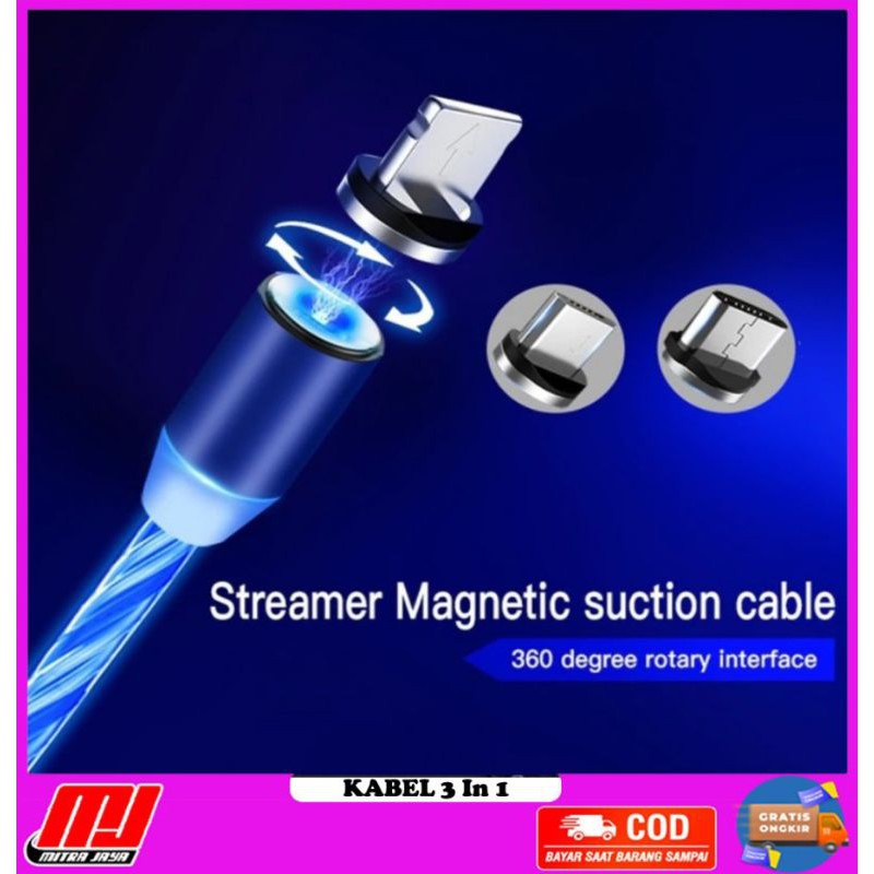 ELITE Cyber X3 Kabel USB 3 In 1 Charger Magnetic Luminous Luminous LED