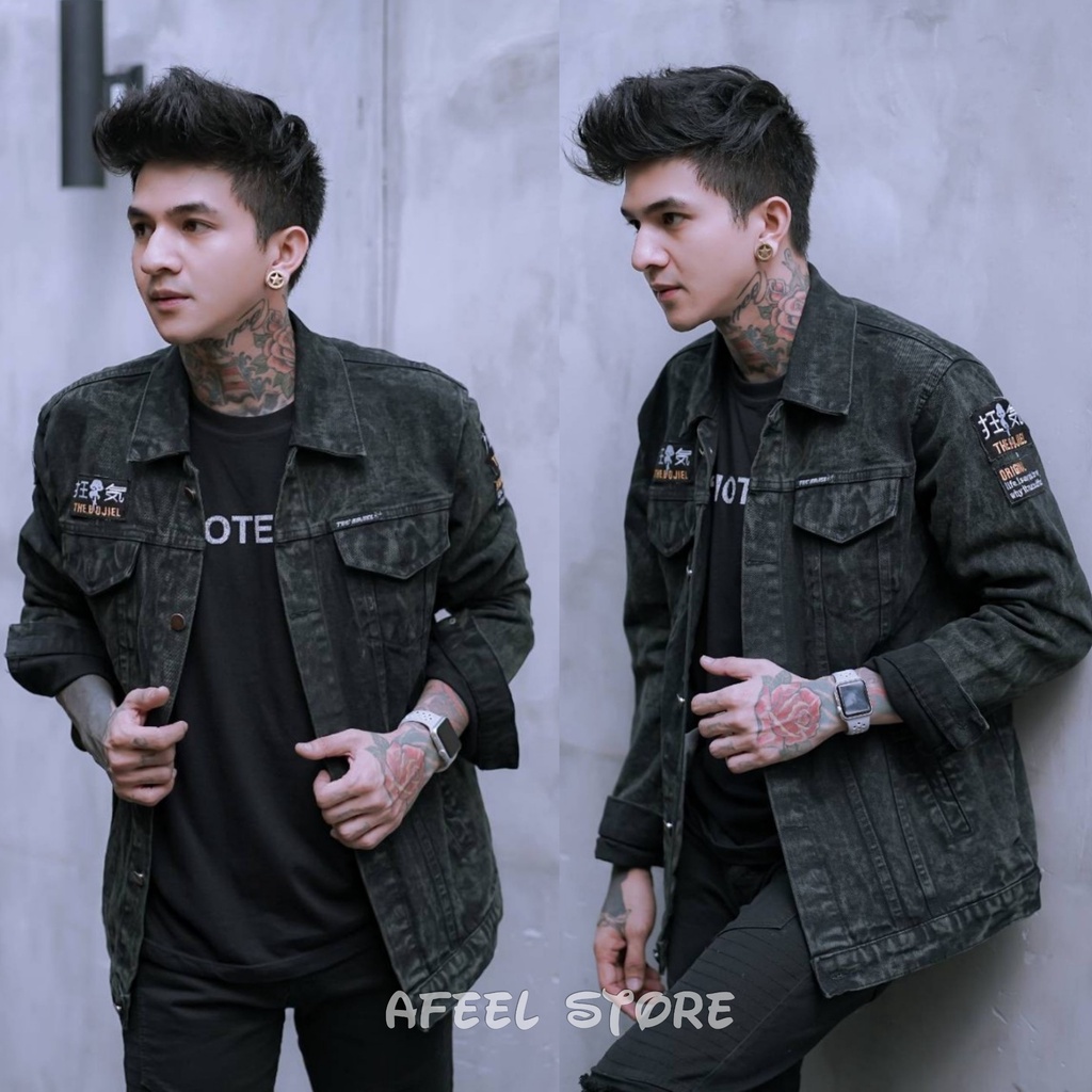 JAKET JINS PRIA-JACKET DENIM GREYWASH ORIGINAL SALVIO HEXIA-JAKET JEANS LAKI LAKI  DEWASA PREMIUM