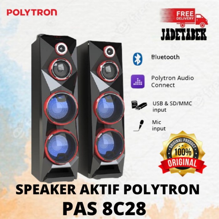 SPEAKER AKTIF POLYTRON PAS 8C28 / PAS8C28 USB XBR BLUETOOTH KARAOKE