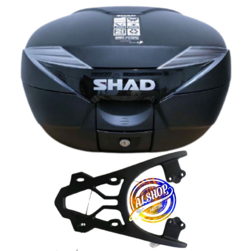PAKETAN BOX SHAD SH39 SH 39 HITAM DAN BREKET BOX SCOOPY SCOPY FI