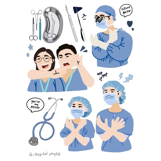 

sticker sheet dokter surgeon bedah operasi hospital playlist