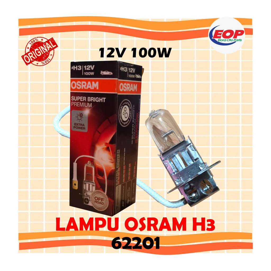 Bohlam lampu depan H3 12v 100W Osram ORIGINAL PK22S 62201