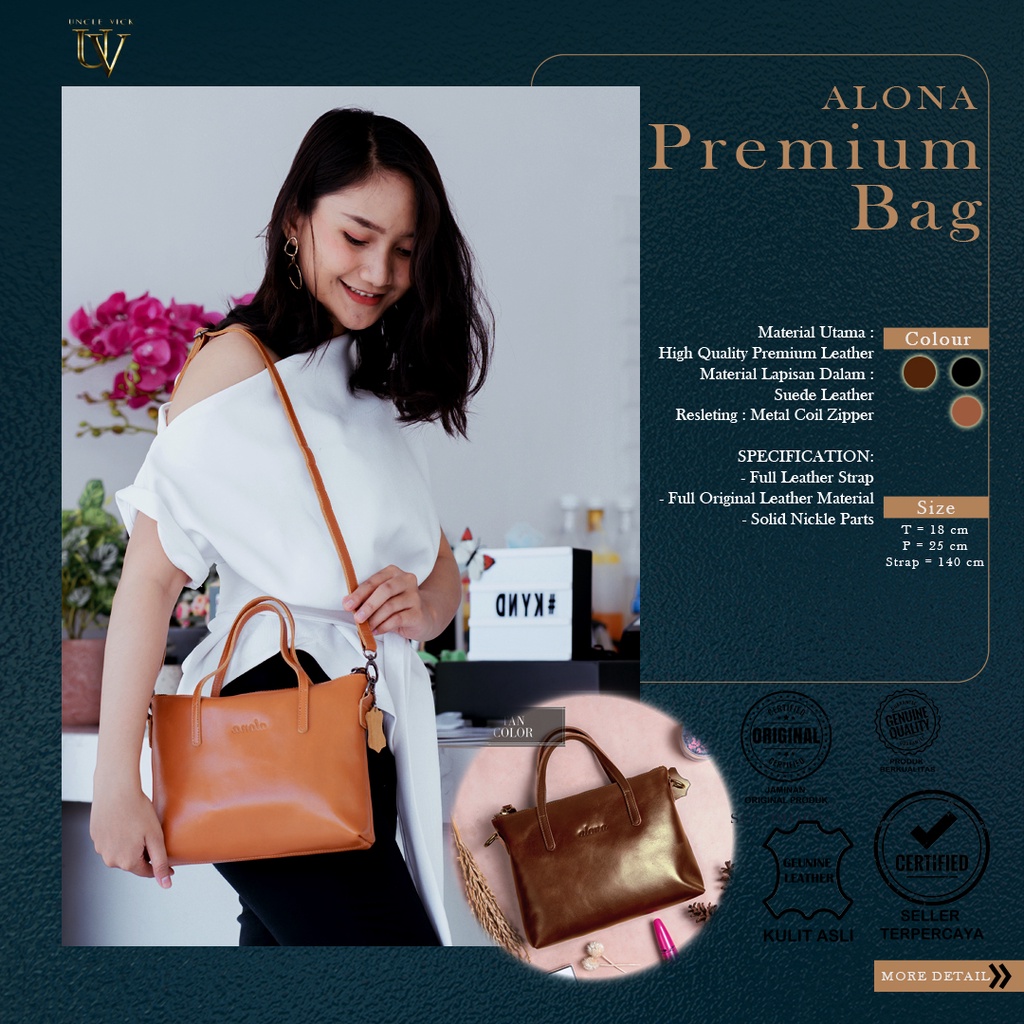 Tas selempang Shopper bag Alona Leather Premium Fashion branded wanita kulit asli