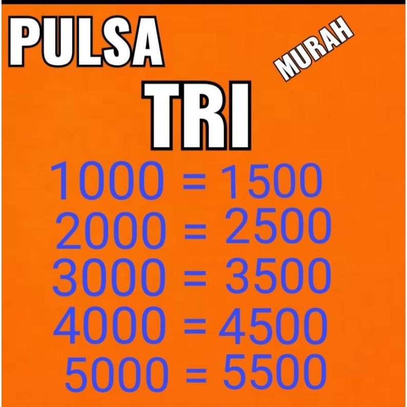 Promo | Pulsa Tri Murah 1k 2k 3k 4k 5k / 1000 2000 3000 4000 5000