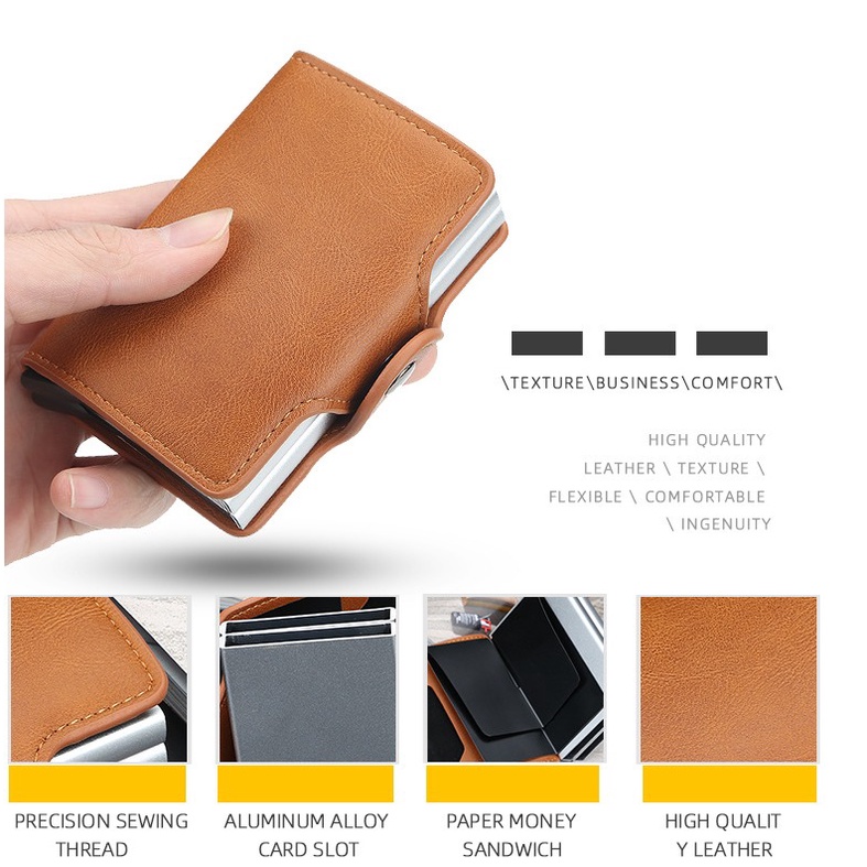 Baellerry Dompet Kartu Kulit Double Card Holder RFID BLY38