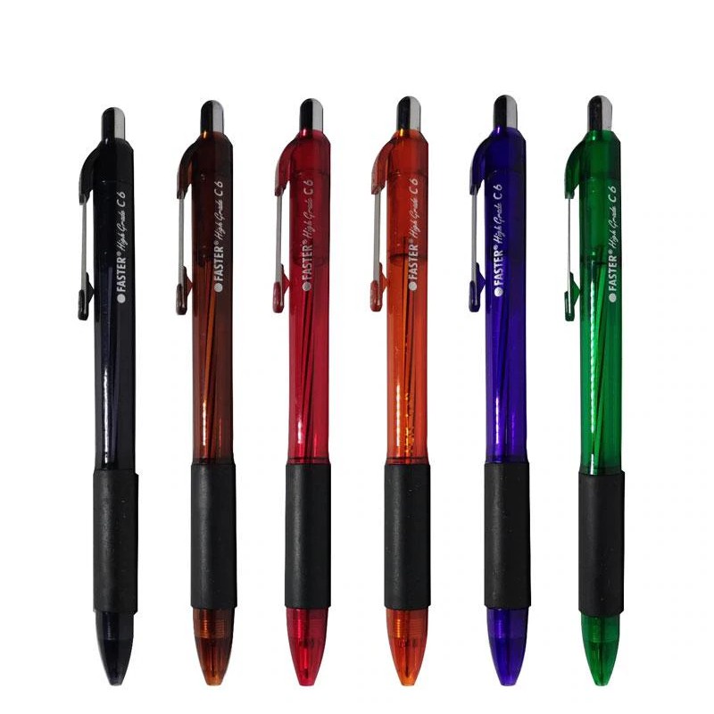 Pulpen / Ballpoint Pen Faster C6 Cetek / pencet Hitam - 1 Box