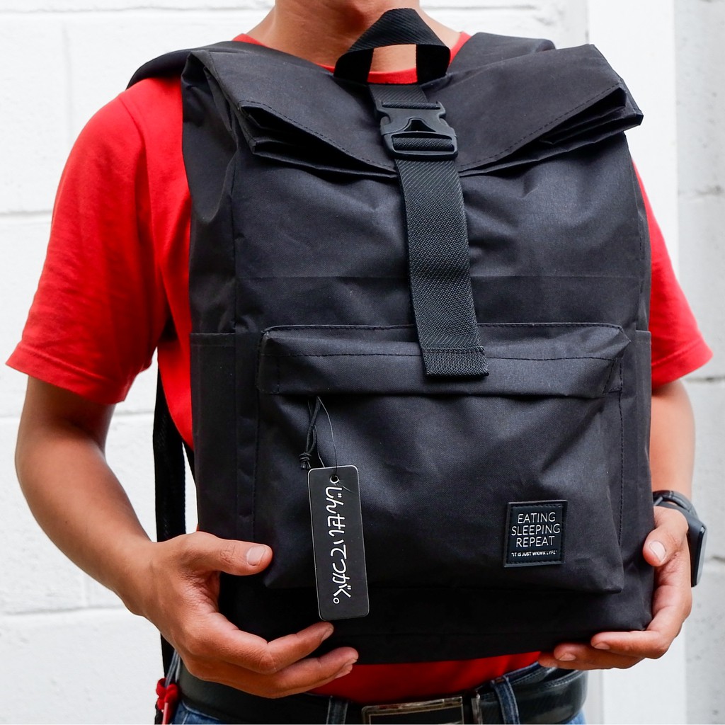 Tas Punggung Roltop Backpack Warna Hitam