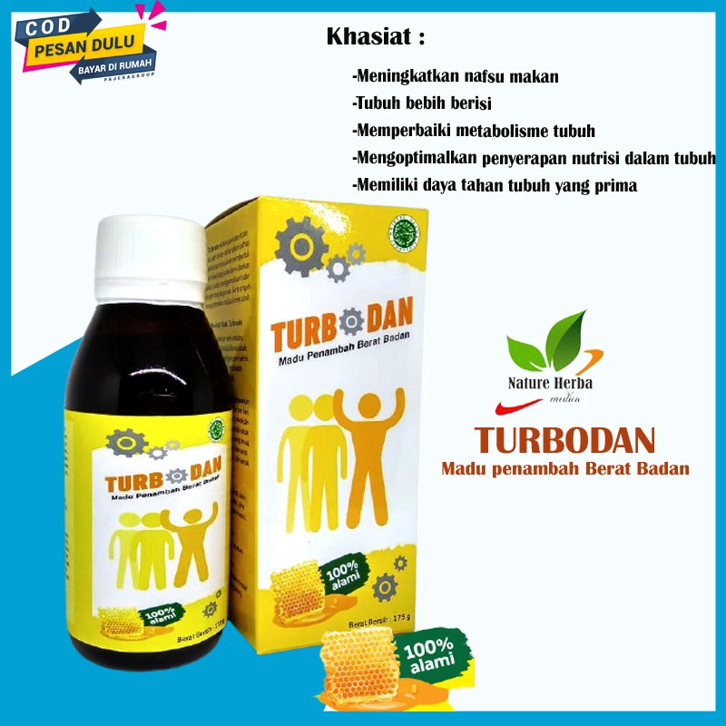 Madu Penggemuk Badan  Herbal Penambah Berat Badan - Madu Gemuk Penambah Nafsu Makan - Turbodan