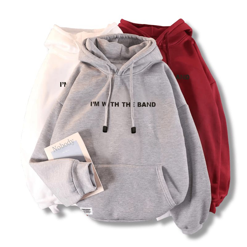 Parisdivarious Sweater Hoodie Jemper I Am With The Band Bahan Fleece Size S - XXL (Pria &amp; Wanita)