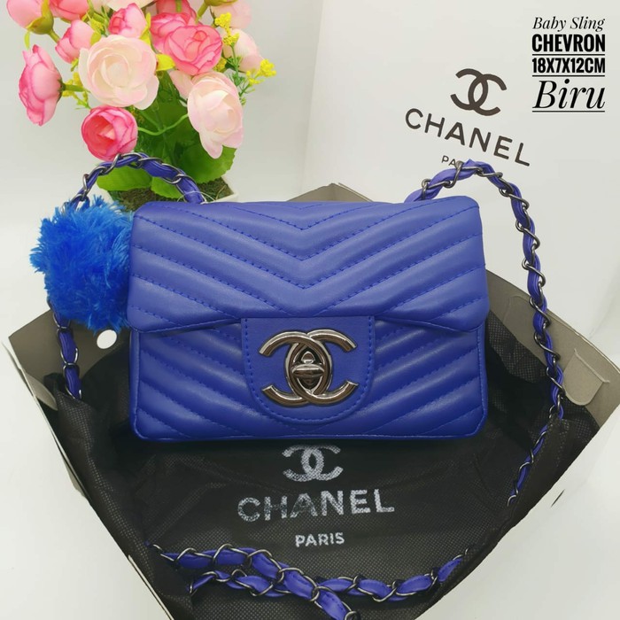 KUALITAS BAGUS TAS WANITA CHANEL BABY SLING CHEVRON/SLING BANG/ KEKINIAN