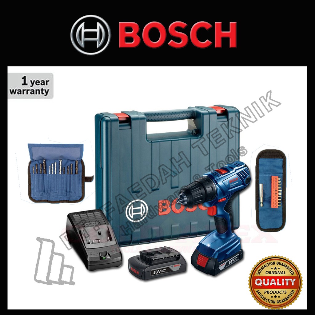 Bosch Bor Tembok Baterai Cordless GSR 180 LI 18V + Accessories Kit
