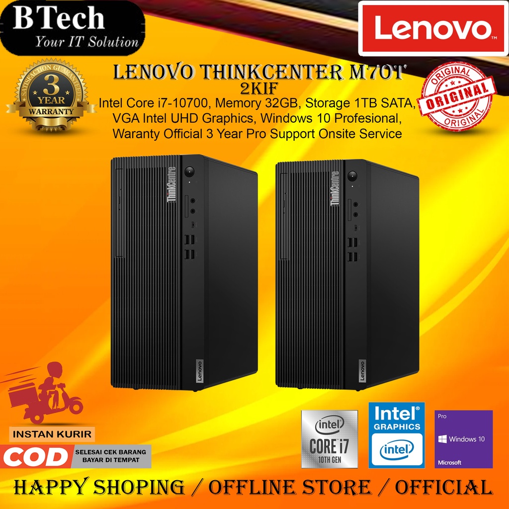 Lenovo Thinkcenter M70T 2KIF Core i7-10700 32GB 1TB SATA W10P 3YR