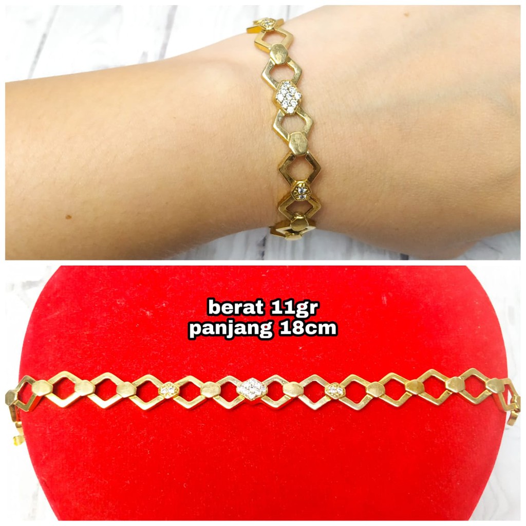 GELANG PLAT ZIGZAG MATA GOLD PERAK ASLI S925 CC861