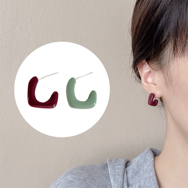 Anting Tusuk Bentuk Persegi Geometris Warna Permen Gaya Korea Untuk Wanita
