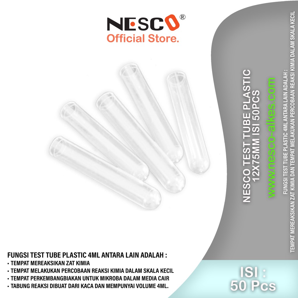 Nesco Test Tube 12x75mm, Plastik &amp; Kaca, BEST SELLER