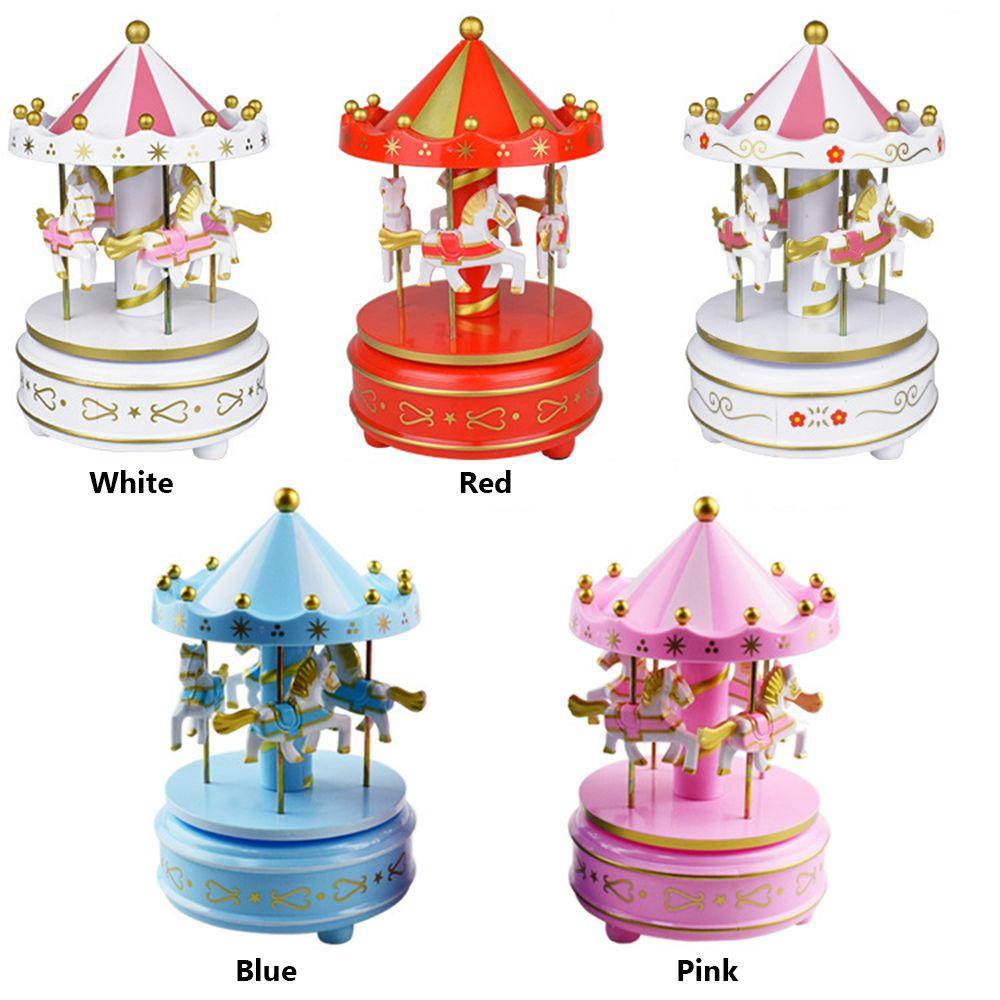 Populer Carousel Music Box Ornamen Rumah Hadiah Ulang Tahun Mainan Anak Merry-Go-Round