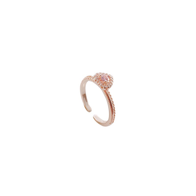 Shuling Pink Heart-shaped Zircon Rings Female High Sense Index Finger Ring