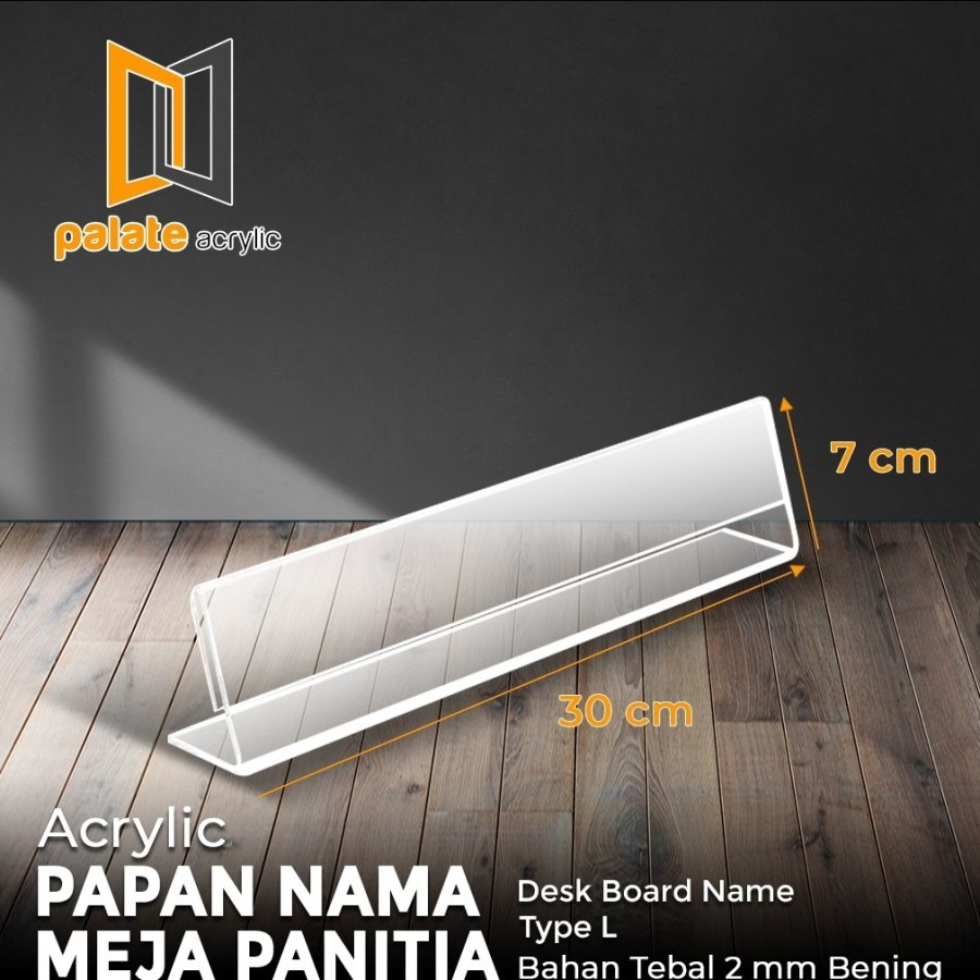 

Akrilik Papan Nama Meja Panitia uk 7x30 cm Bentuk L Desk Board Name