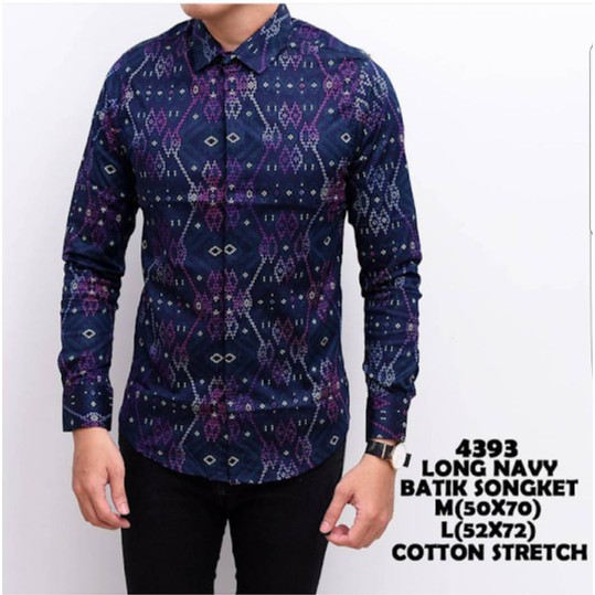baju kemeja pria | kemeja batik songket navy - Navy- M
