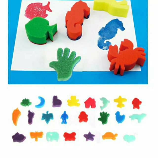 

Misyaya - 24 pcs Spons Lukis Stempel / kuas alat meluki anak cap sponge