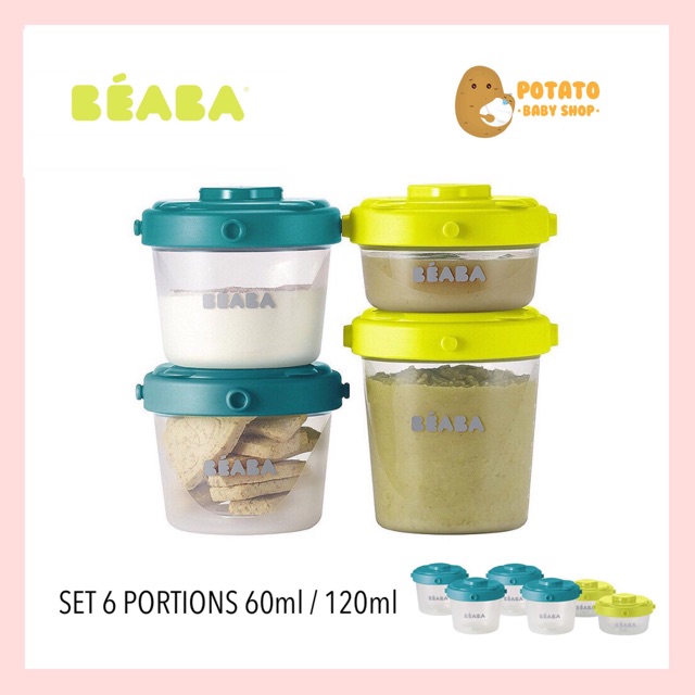 Beaba - set 6 portions clip / tempat mpasi