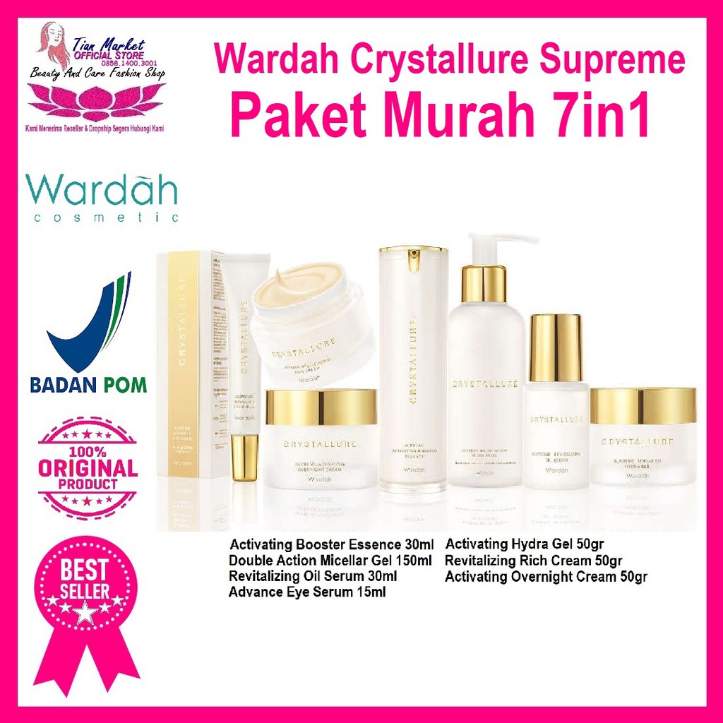 Wardah Crystallure Supreme Paket Lengkap Glow Skin 7in1 Murah Halal Bpom
