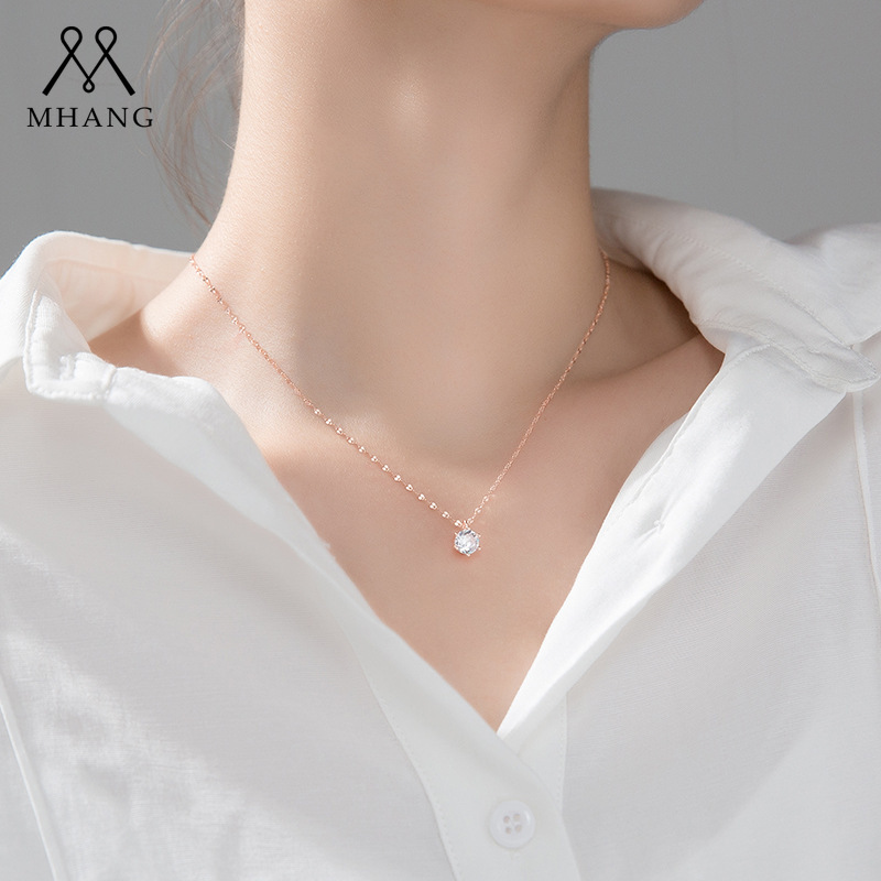 【MHANG】Kalung Wanita Zirkon Enam Cabang Gaya Korea Yang Tidak Memudar Kalung Wanita Anti Karat Korea Hadiah gratis