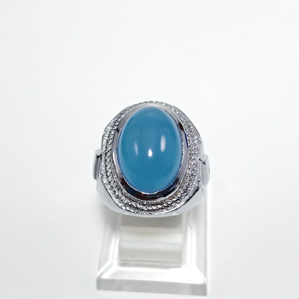 CINCIN BATU AKIK BLUE SKY CHALSEDONY WARNA TOP