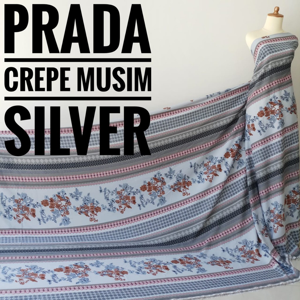 Kain Meteran Prada Crepe Musim Silver (0.5M)