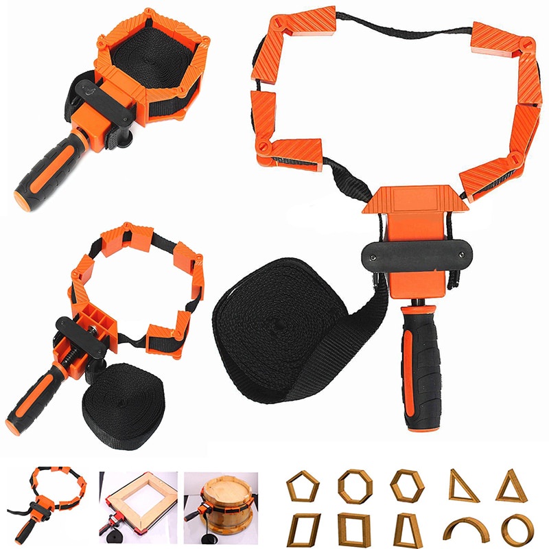 Bisa COD Alat Penjepit Bingkai Kayu Adjustable Rapid Corner Clamp Strap Band 4 Jaws - ACAMPTAR ACM25