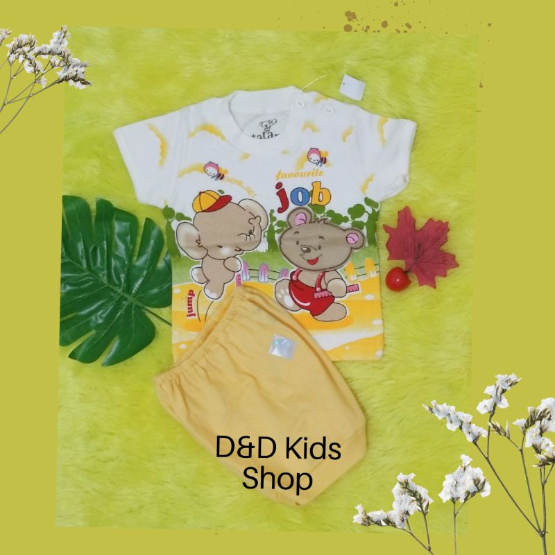 D&D Kids_Baju bayi baru lahir Newborn Setelan Kaos lengan pendek kancing leher ukuran 0-3bln  merk t