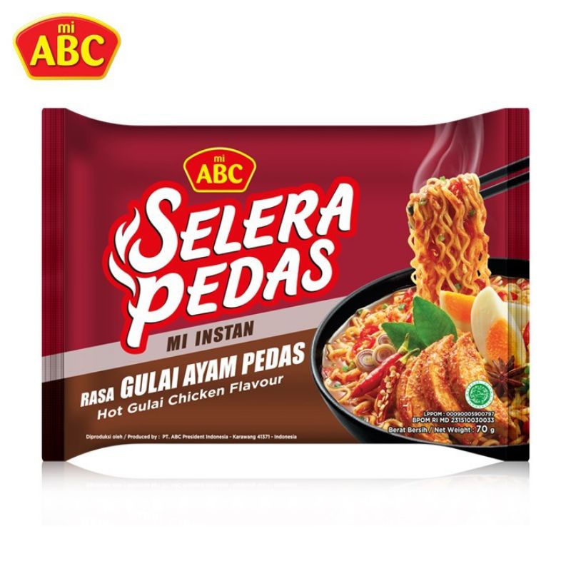 

ABC SELERA PEDAS RASA GULAI AYAM PEDAS 1'S MIE MI INSTAN
