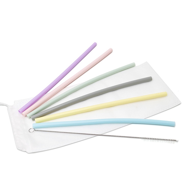 6Pcs/set Reusable Food Grade Silicone Drinking Straw for Party Supplies