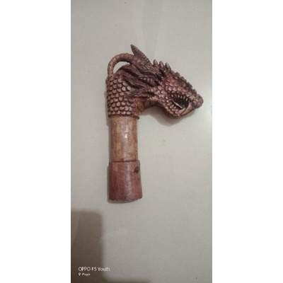 Ulu tunggur ukiran naga dari bahan kayu jambu