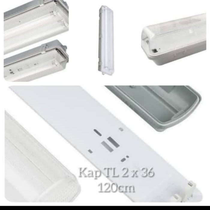 kap lampu tl waterproof 2x36 / kap neon tl outdoor 2x36 2 x 36 120cm