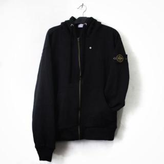 stone island black zip up hoodie