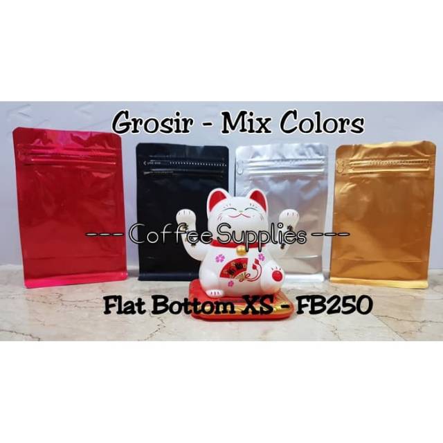 FLAT BOTTOM XS 250 kemasan kopi 100g KPack coffee bag food snack packaging kantong grosir ecer