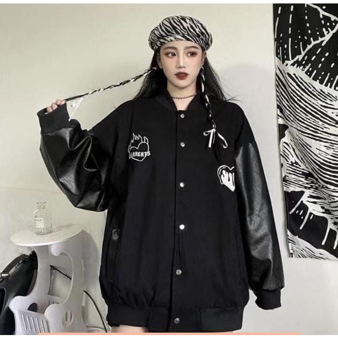 JAKET WANITA KOREA - MARKET BASEBALL XXL - TRENDI - TERBARU