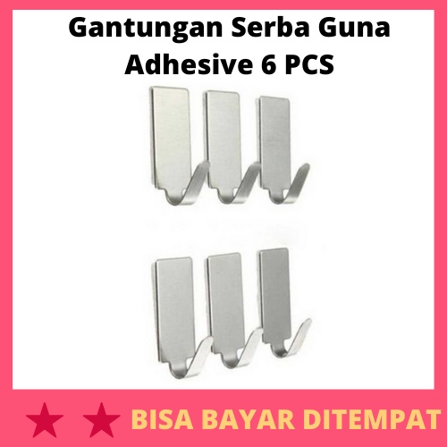 Gantungan Serba Guna Adhesive 6 PCS / Gantungan Cantolan Centolan Adhesive Adhesif Stiker Lem Tempel