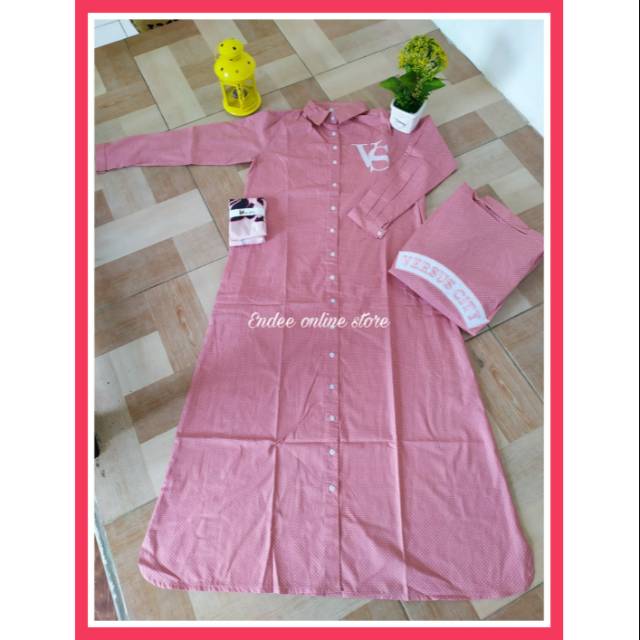 VERSUS CITY brave dress pink muslim casual panjang