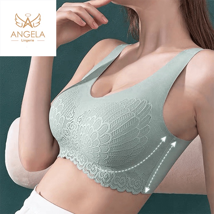 ANGELA JAPAN Bra BH Push Up Tanpa Kawat Olahraga Senam Wanita Import Sexy Cewe Muslim Seamless COD