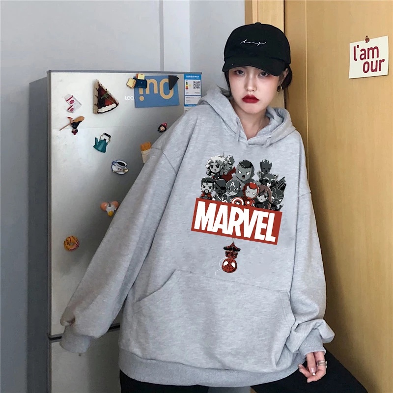 Hoodie Marvel Wanita Oversize Korea Tebal Sweater Oversize Wanita Korean Style Jumbo Ori Jaket Hoodie Wanita Korean Style Anak Hodie Oversize Korean Style Wanita Hoddie Cewek Oversize Korean Style Hoodie Cewek Kekinian Murah Ukuran XL Switer Wanita Jumbo