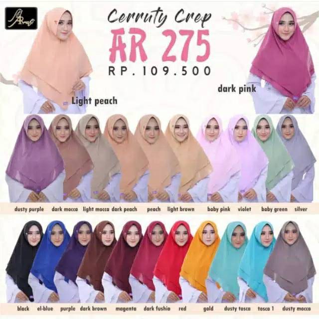 hijab/jilbab/kerudung/khimar/ instan jumbo syari bahan ceruti murah by arrafi kode AR 275