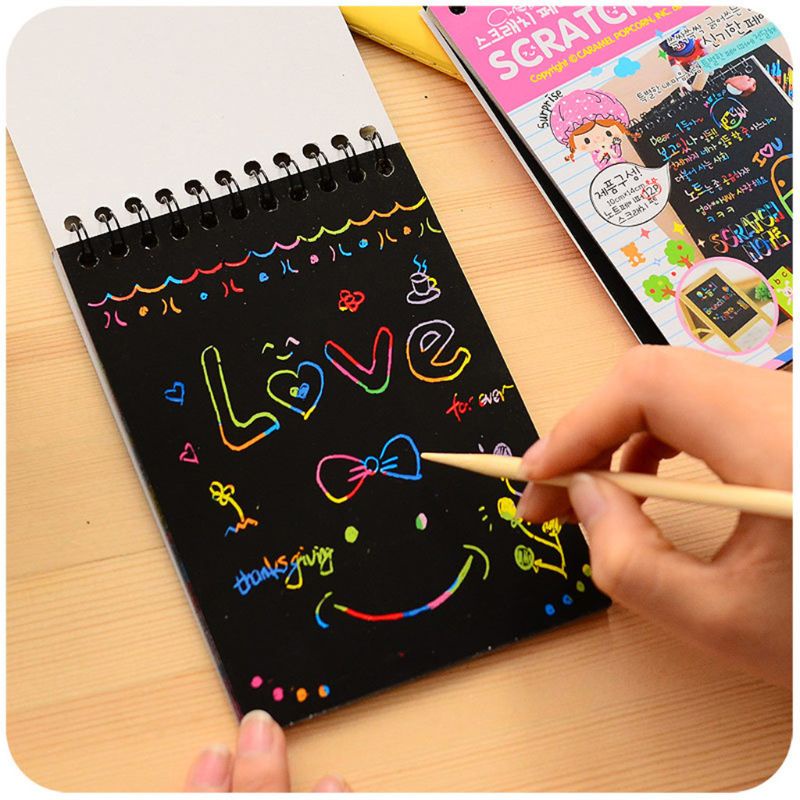 Mary Scratch Note Book Art Kerajinan Rainbow Scratch Sketch Notes Untuk Kreatif Magic Doodle Notebook Drawing Kit Anak-Anak Fa