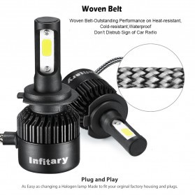 INFITARY Lampu Mobil Headlight LED H4/HB2/9003 COB 2 PCS - Black