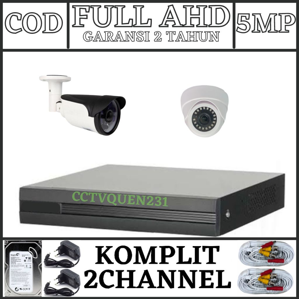 PAKET CCTV 4 CHANNEL 2 KAMERA IR SONY 5MP 1080P KOMPLIT TINGGAL PASANG