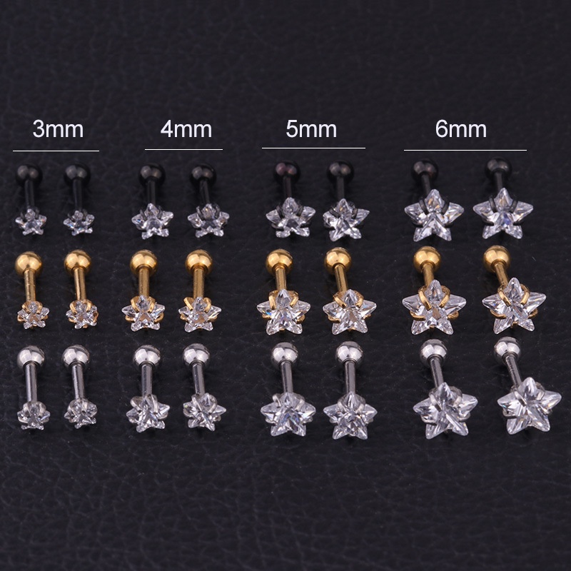 1 Pcs European American Style Prevent Allergy Stainless Steel Star Shape Women Earring