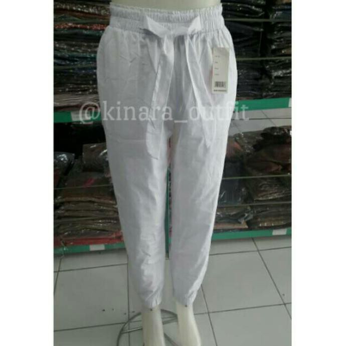 Pengiriman Cepat celana jogger putih size JUMBO bawahan wanita white pants STOK TERBATAS