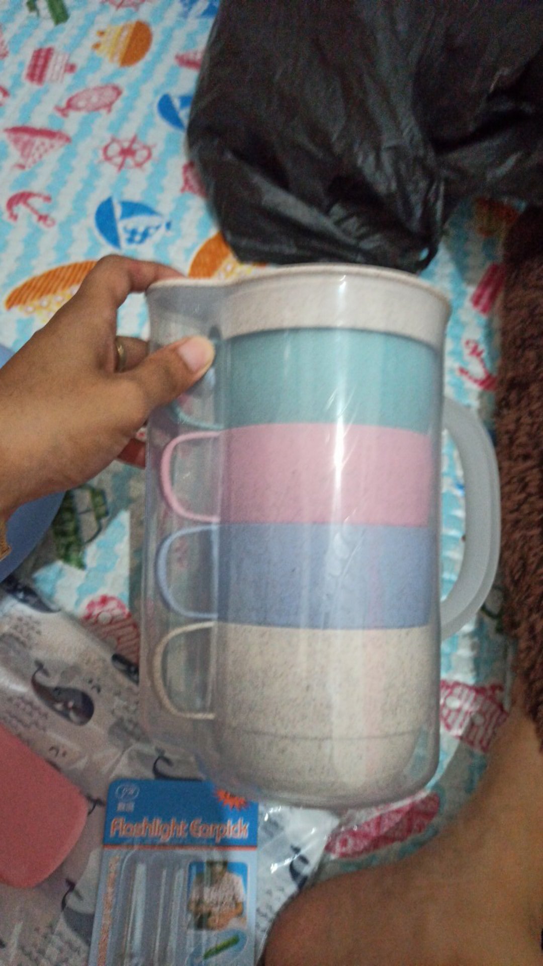 S112 Teko Jus Air Teh Kopi Wadah Plastik Bahan Jerami Dengan 4 Cangkir Bpa Free
