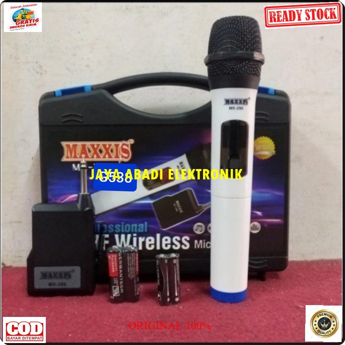 G538  MIC MAXXIS UHF WIRELESS MIKROPHONE KARAOKE PROFESIONAL WIRELESS SINGLE KOPER HANDLE PEGANG DIGITAL PRO VOKAL SUARA AUDIO SISTEM PANGGUNG DJ STUDIO SOUND SYSTEM PAKE KOPER SUARA SANGAT JERNIH DAN COCOK UNTUK DIGUNAKAN DISEGALA ACARA PAKAI BATERAI